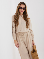 Beżowa damska koszula z wiązaniami na plecach 