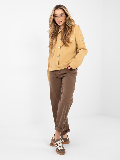 Camelowa jeansowa kurtka z zapięciem na guziki RUE PARIS