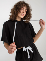 Hurt Czarny letni dresowy komplet basic z bluzą z kapturem