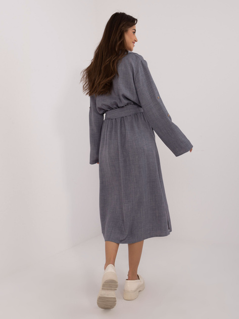 Hurtownia Ciemnoszara sukienka casualowa z rozcięciami