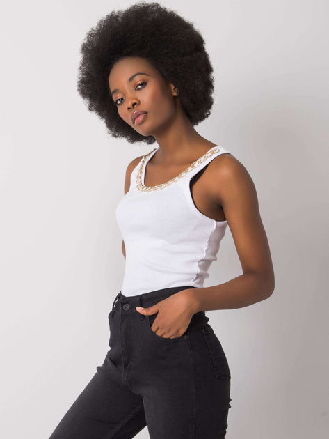 Biały top z łańcuszkiem Jaylee OCH BELLA