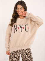 Hurt Beżowa bluza bez kaptura z okrągłym dekoltem