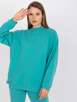 Turkusowa dresowa bluza basic o fasonie oversize 
