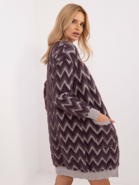 Hurt Ciemnofioletowy damski kardigan bez zapięcia