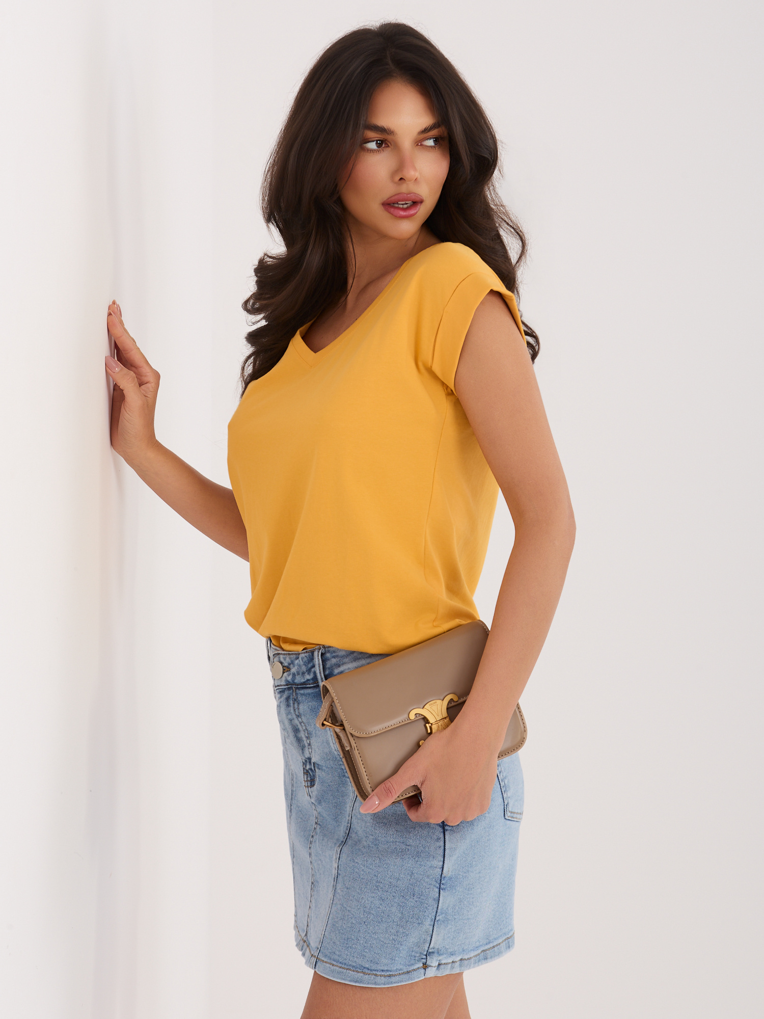 Jasnopomarańczowy t-shirt basic Atlanta RUE PARIS 