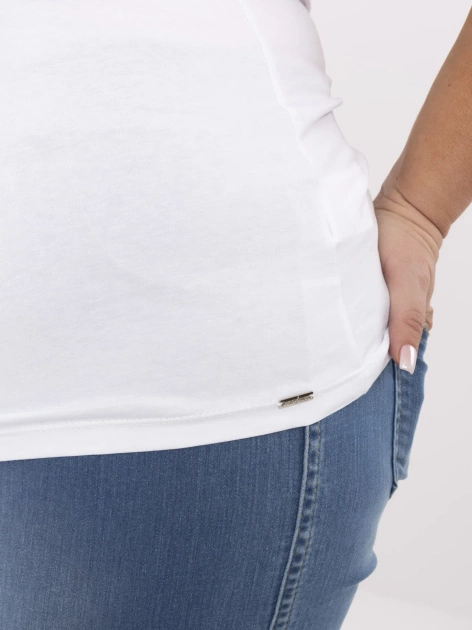 Biały dopasowany t-shirt plus size z bawełny