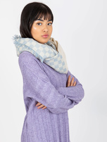 Hurt Ecru-niebieski damski komin zimowy w kratkę