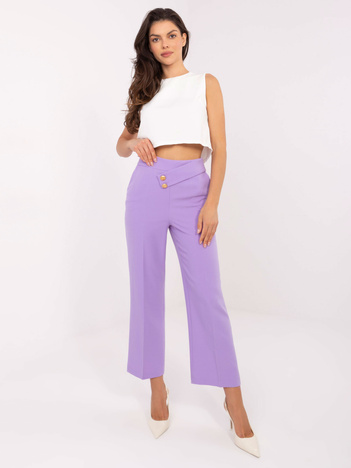 Liliowe eleganckie spodnie w kant RUE PARIS