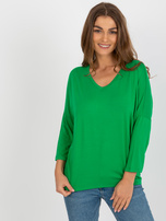 Hurt Zielona damska bluzka basic z dekoltem w serek