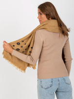 Hurtownia Ciemnobeżowy damski szal z printami