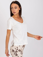 Ecru t-shirt damski z bawełny Salina MAYFLIES