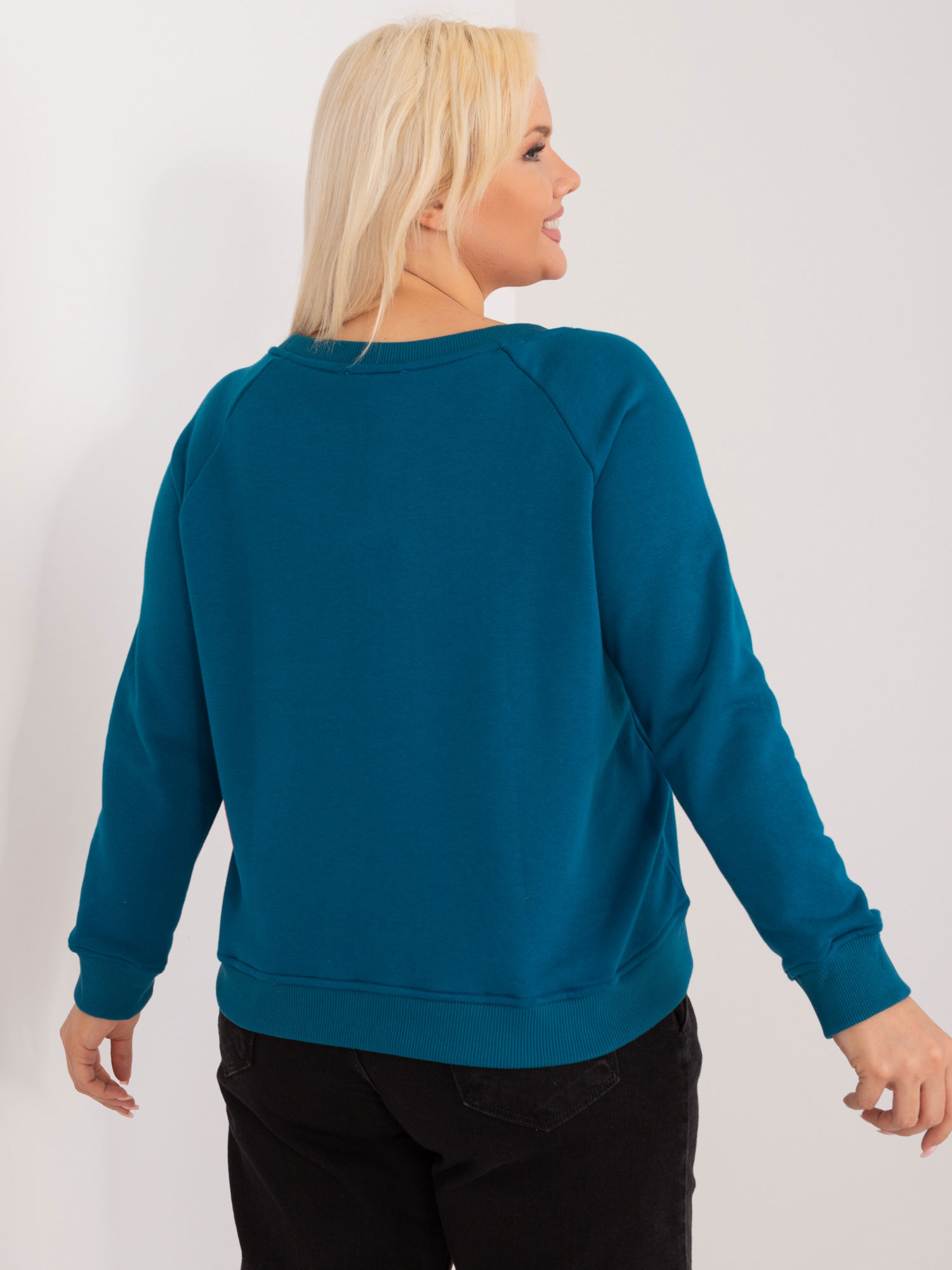 Morska bluza plus size z bawełny Donna - Morska majica plus size iz bombaža Donna.