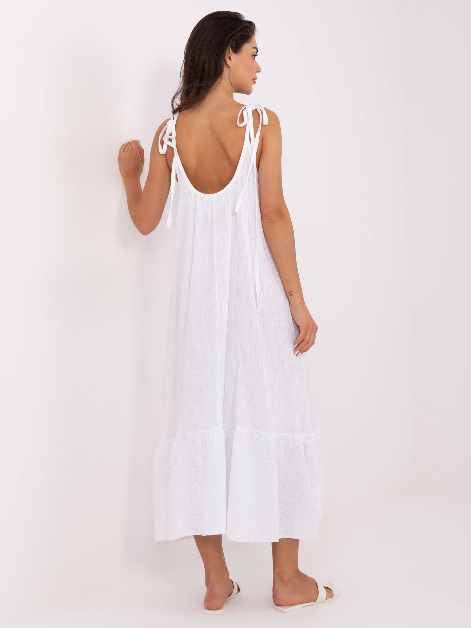 Weiße Musselin-Kleid mit Rüsche OCH BELLA.