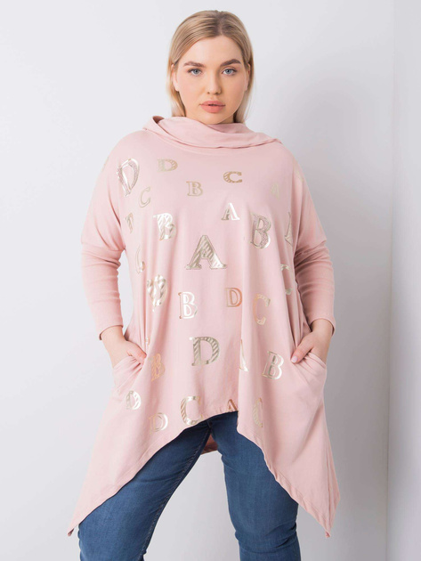 Brudnoróżowa bluza plus size z kapturem Aina