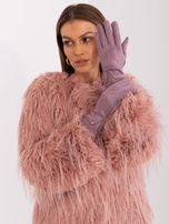 Hurt Fioletowe rękawiczki ze wstawkami z ekoskóry