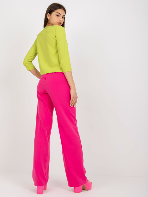 Hurt Limonkowa krótka bluzka wizytowa z koronką