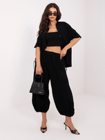 Czarne sztruksowe spodnie z kieszeniami 