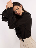 Czarna elegancka koszula damska z żabotem 