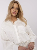 Hurt Ecru damska koszula oversize z dodatkiem lnu