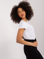 Hurt Biały damski t-shirt z cekinami BASIC FEEL GOOD