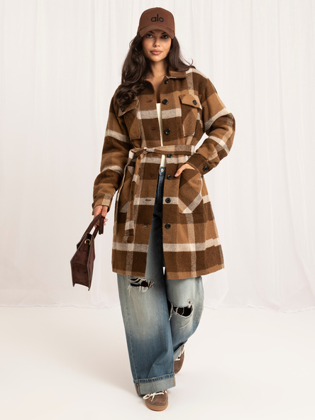 Margo Brown Plaid Coat