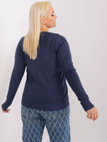 Hurt Granatowy klasyczny sweter plus size z okrągłym dekoltem