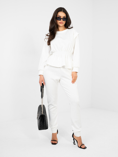 Ecru dwuczęściowy komplet z taliowaniem RUE PARIS