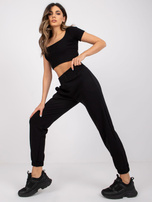 Czarne spodnie dresowe z kieszeniami RUE PARIS 