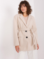 Hurt Jasnobeżowy krótki płaszcz z paskiem OCH BELLA