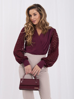Bordowe eleganckie body z głębokim dekoltem