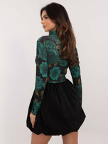 Hurt Zielono-czarna sukienka koktajlowa typu bombka