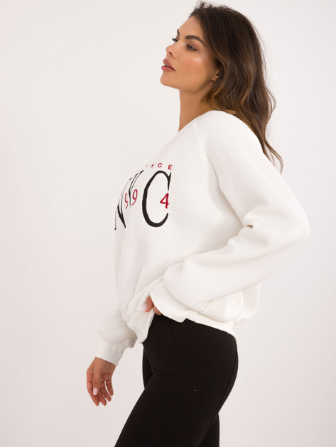 Hurtownia Ecru dresowa bluza bez kaptura z haftem