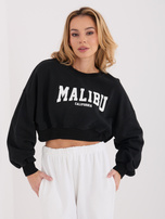 Černá krátká oversized mikina s potiskem.