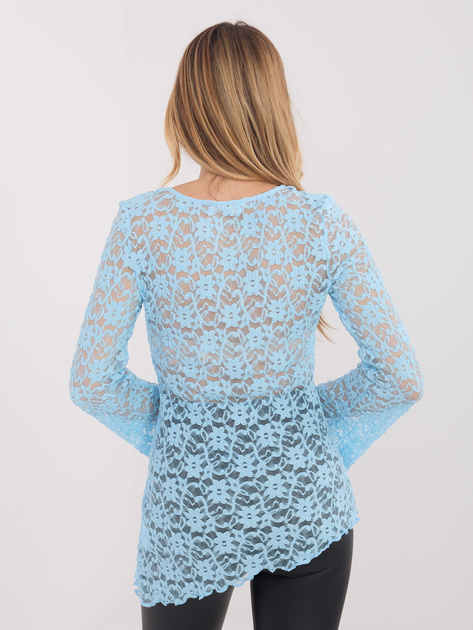 Jasnoniebieska asymetryczna bluzka z koronki
