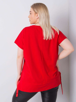 Czerwona bluzka plus size z aplikacją Marlene