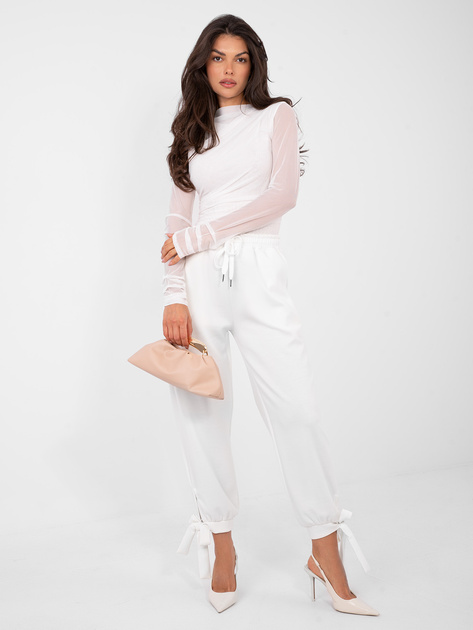 Ecru dresowe spodnie z wysokim stanem