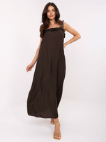 Dunkelbraunes Maxikleid für den Sommer.