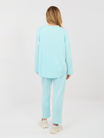 Miętowy komplet z przeszyciami na nogawkach RUE PARIS 