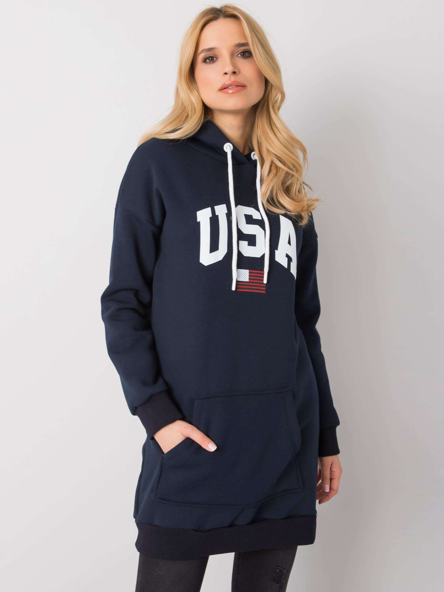 Dunkelblaue Kapuzenpullover Yetty RUE PARIS.