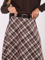 Brązowa midi spódnica z paskiem RUE PARIS 