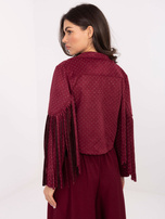 Bordowa zamszowa kurtka z dżetami