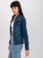 Ciemnoniebieska damska kurtka jeansowa z bawełny RUE PARIS 