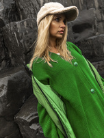 Hurt Zielony sweter rozpinany z ozdobnymi guzikami RUE PARIS 