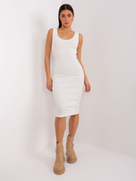 Hurt Brązowo-ecru komplet basic z sukienką w prążek