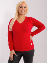 Hurt Czerwona bluzka plus size z długim rękawem