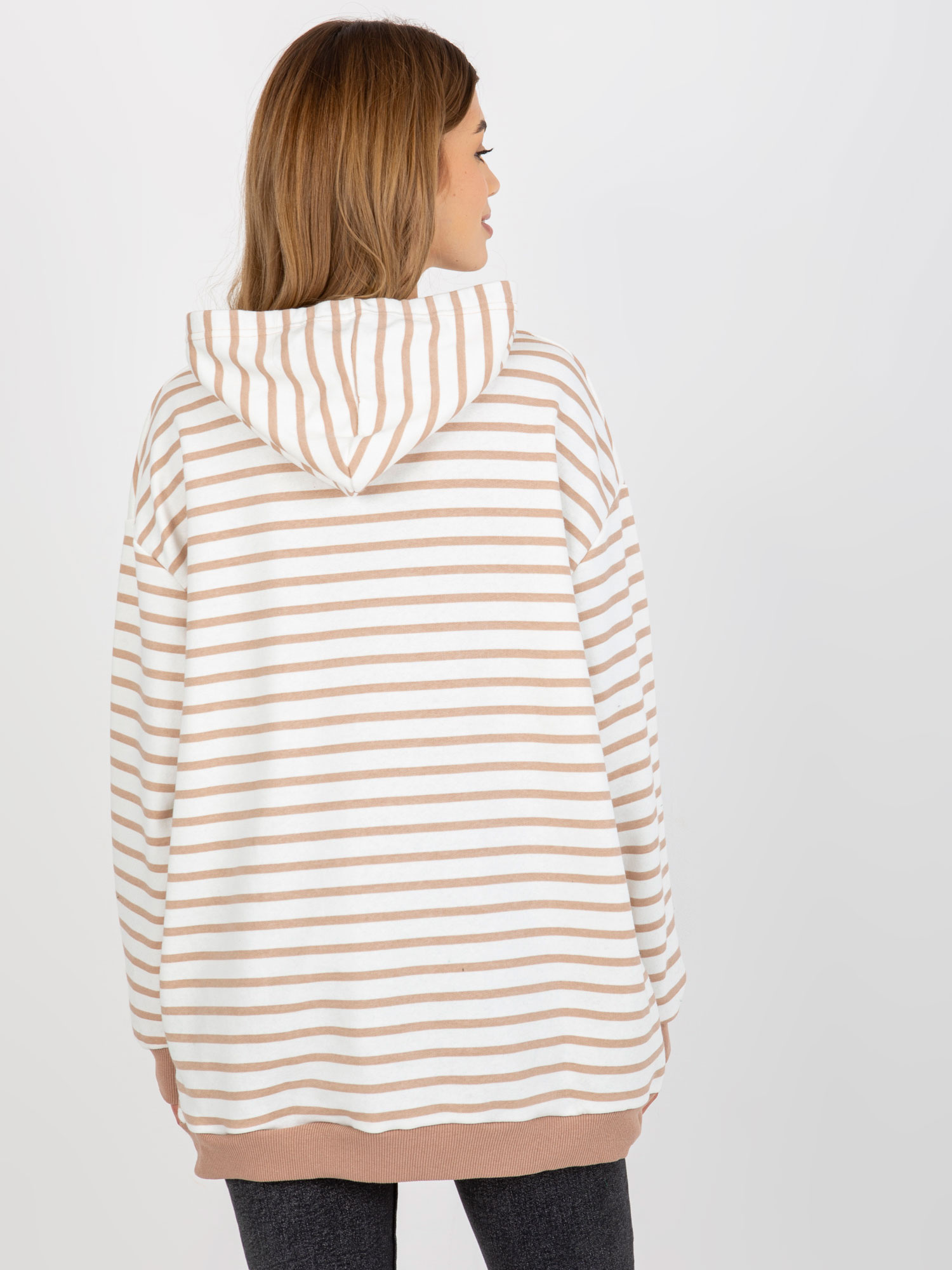 Hurt Camel white loose striped hoodie.