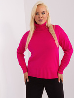 Hurt Fuksjowy damski sweter plus size z wiskozą 