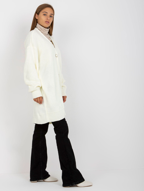 Hurt Ecru długi sweter rozpiany o kroju oversize RUE PARIS