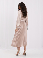 Beige elegante Kleid mit Satin-Effekt RUE PARIS.