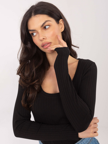 Czarne dopasowane body z bawełny RUE PARIS